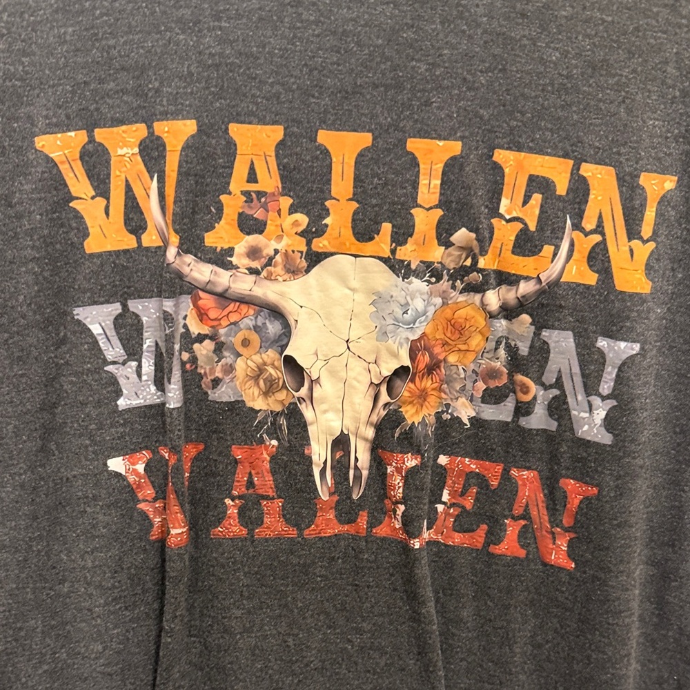 Morgan Wallen Dark Gray T-Shirt with Bull Skull Graphic - Picture 3 of 3